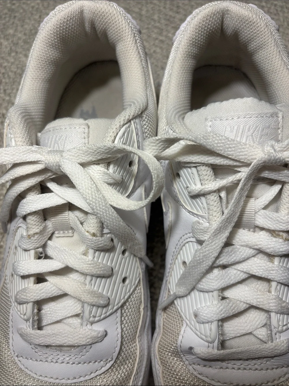 Nike Air Max 90 Triple White Mesh Leather Sneakers - Men's Size 10 CN8490-100